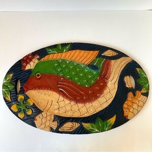 Hand Painted and Crafted Fish Wood Tray From Bali Indonesia